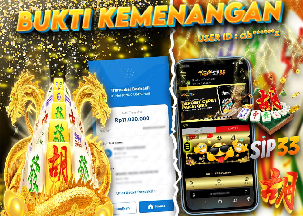 Bukti kemenangan Rp11.020.000 dari Mahjong Dragon oleh user SIP33 ID abz